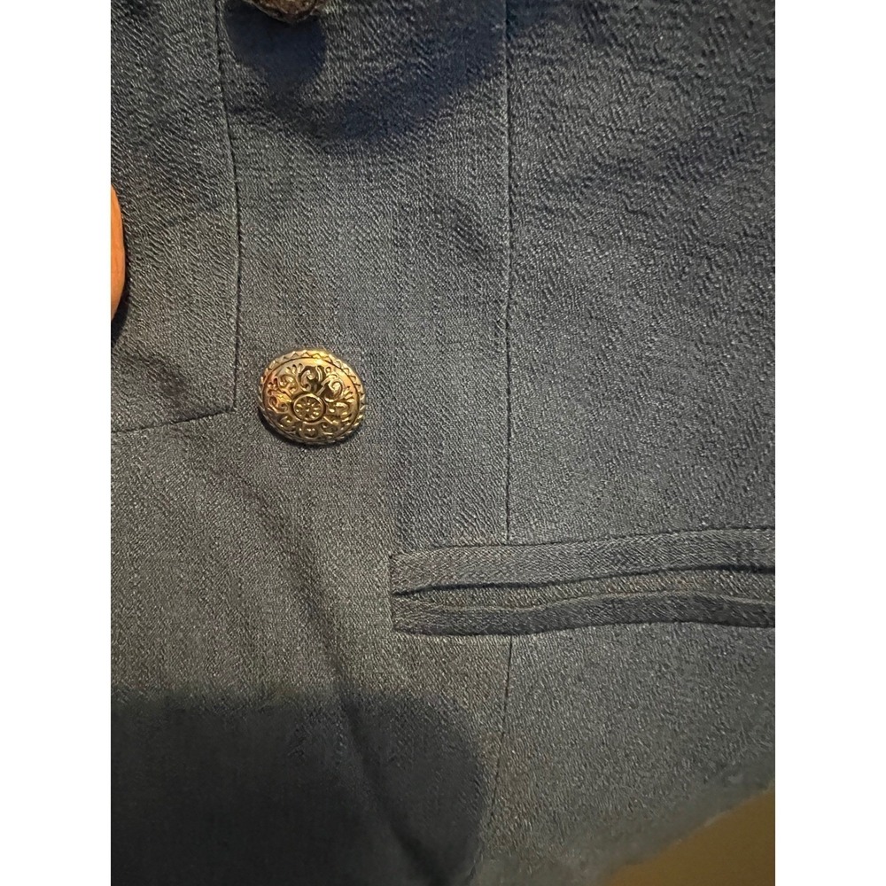 Kate & Rosy Navy Blue Military Inspired Blazer Crest Buttons Rayon Blend Size M - Picture 4 of 7